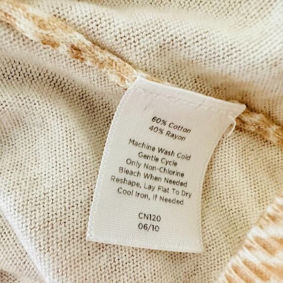 Talbots Sweater Cardigan Womens M Tan Chevron Ruffle Trim Button Lightweight - Picture 6 of 7